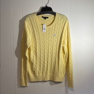 Brooks Brothers Yellow Cable Knit Crewneck Sweater new size XL